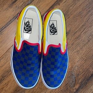 Vans primary color slip-ons